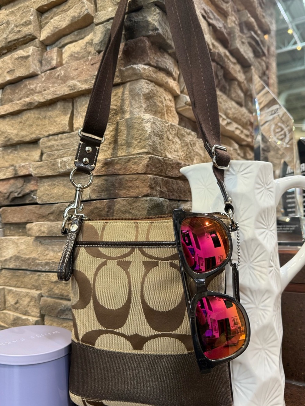 Coach Brown Signature Swing-Pack Crossbody Bag